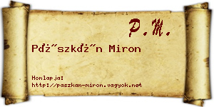 Pászkán Miron névjegykártya